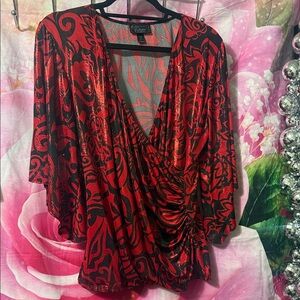 Collection Dress barn - Red and Black Swirl Blouse, Size 1X
